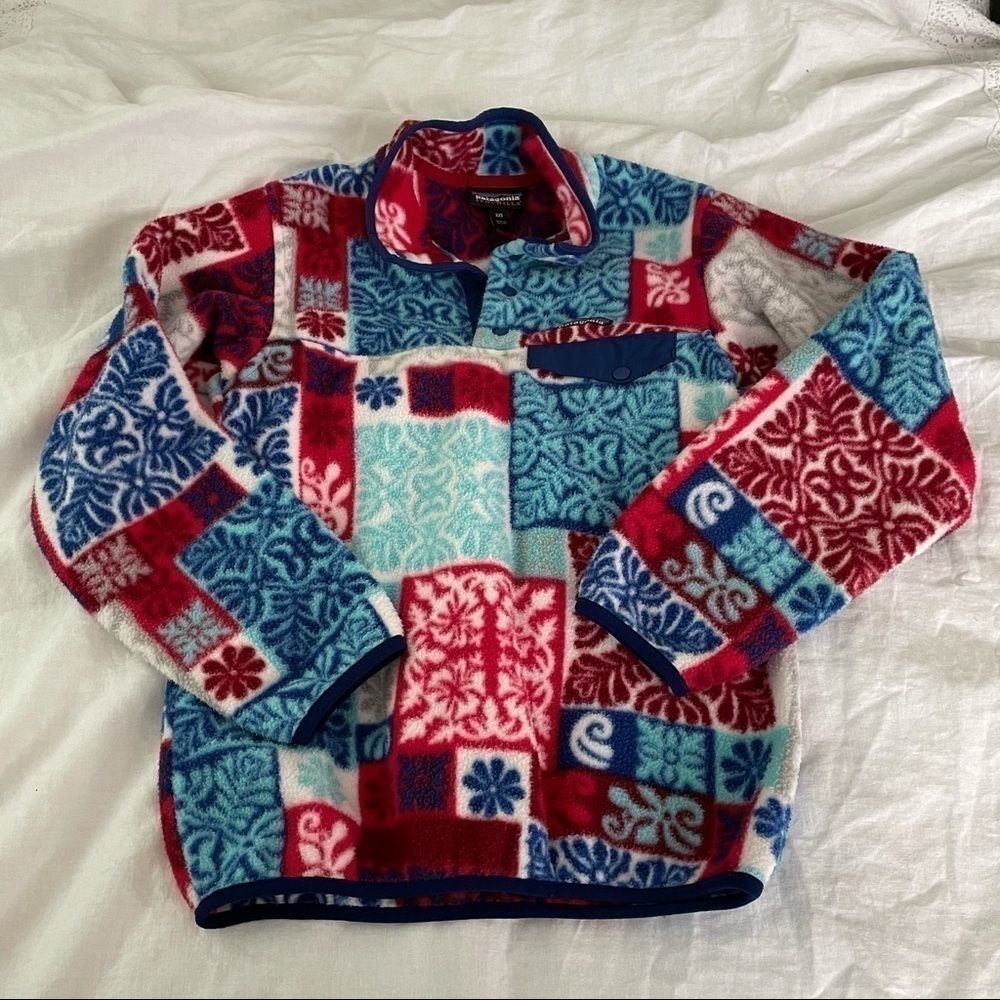 Patagonia Synchilla Fleece XXS Mosaic Pullover red blue white